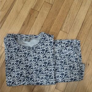 Pima Crew Long-Long Set in Sea Depth Garden Floral